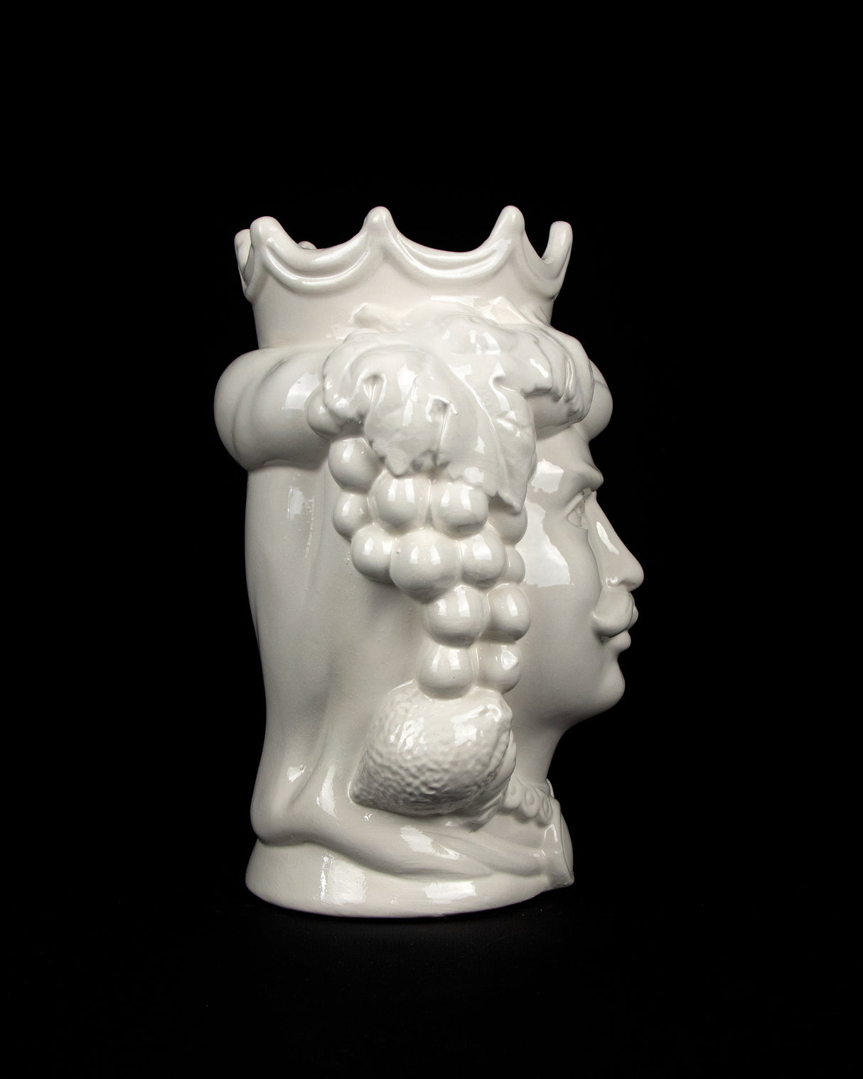 Testa di Moro bianca siciliana H cm 25 o 35 in Ceramica di Caltagirone Fatta a Mano