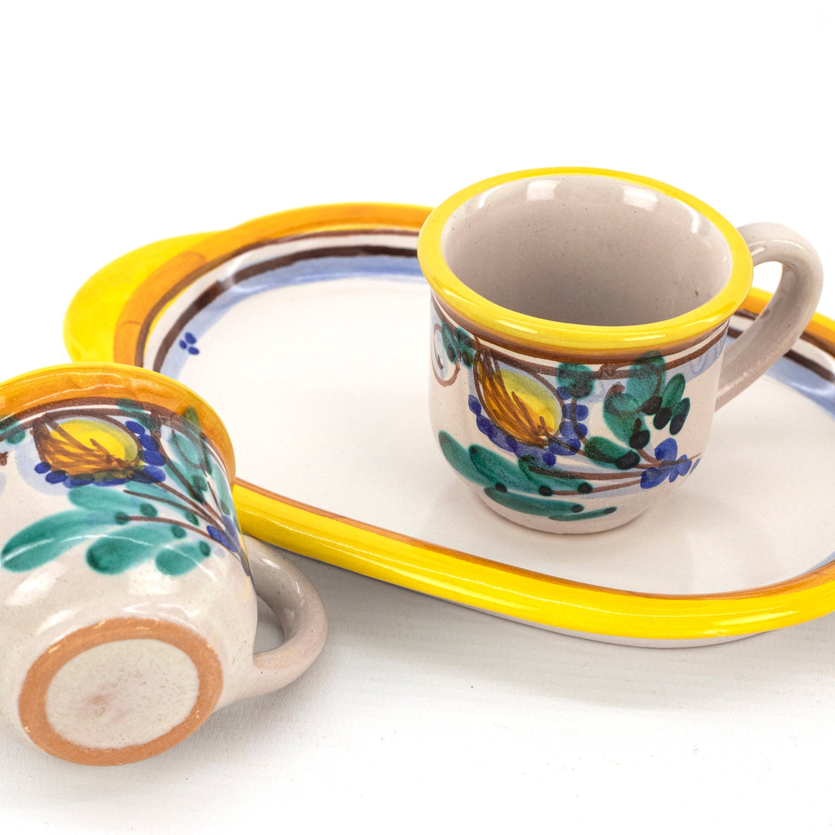 Set di due tazzine da caffè con vassoio decoro AMBRA