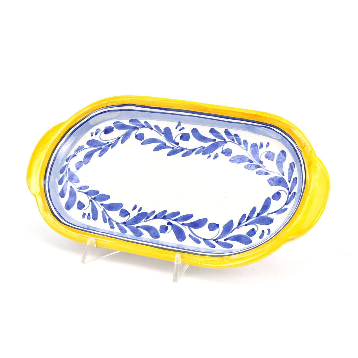Vassoio ovale in ceramica con manici