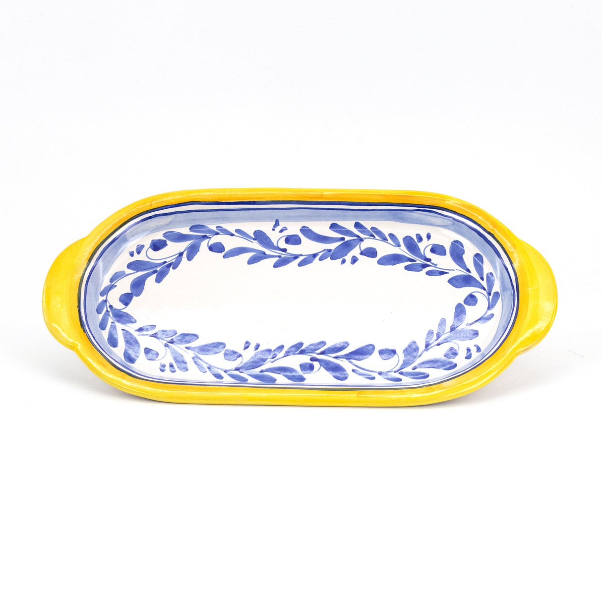 Vassoio ovale in ceramica con manici