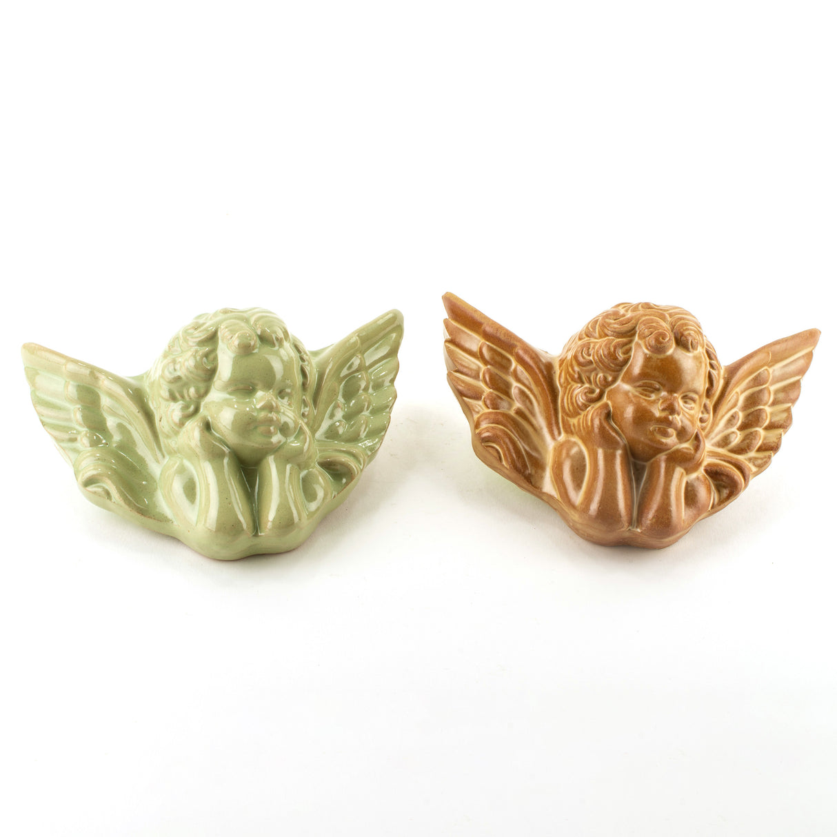 Angelo in Ceramica di Caltagirone Fatto a Mano, Idea Regalo di Natale 2 Pezzi