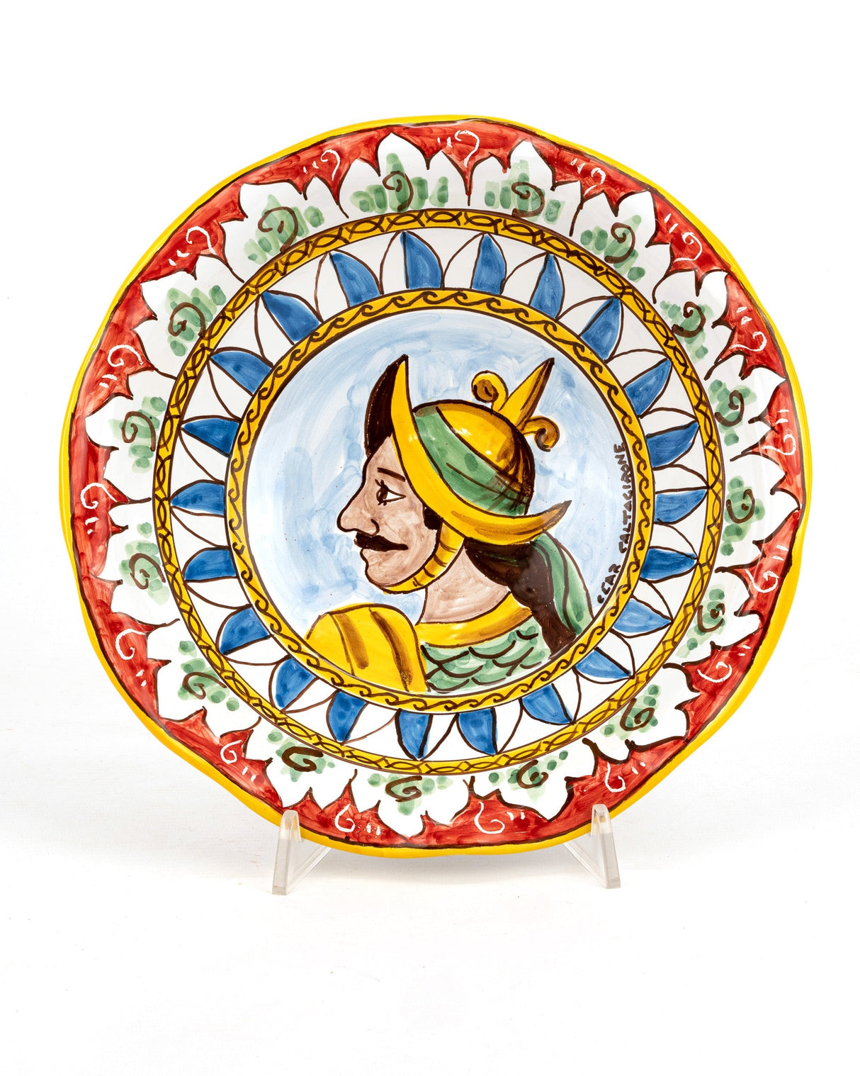 Centrotavola, fruttiera, portadolci in ceramica Stile Carretto Siciliano decoro Saraceno