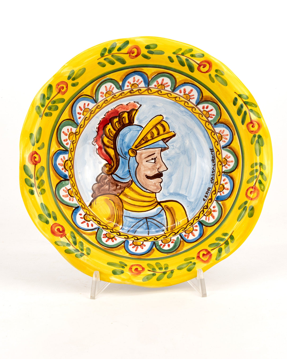 Sicilian ceramic fruit bowl in Sicilian Cart style and almond paste