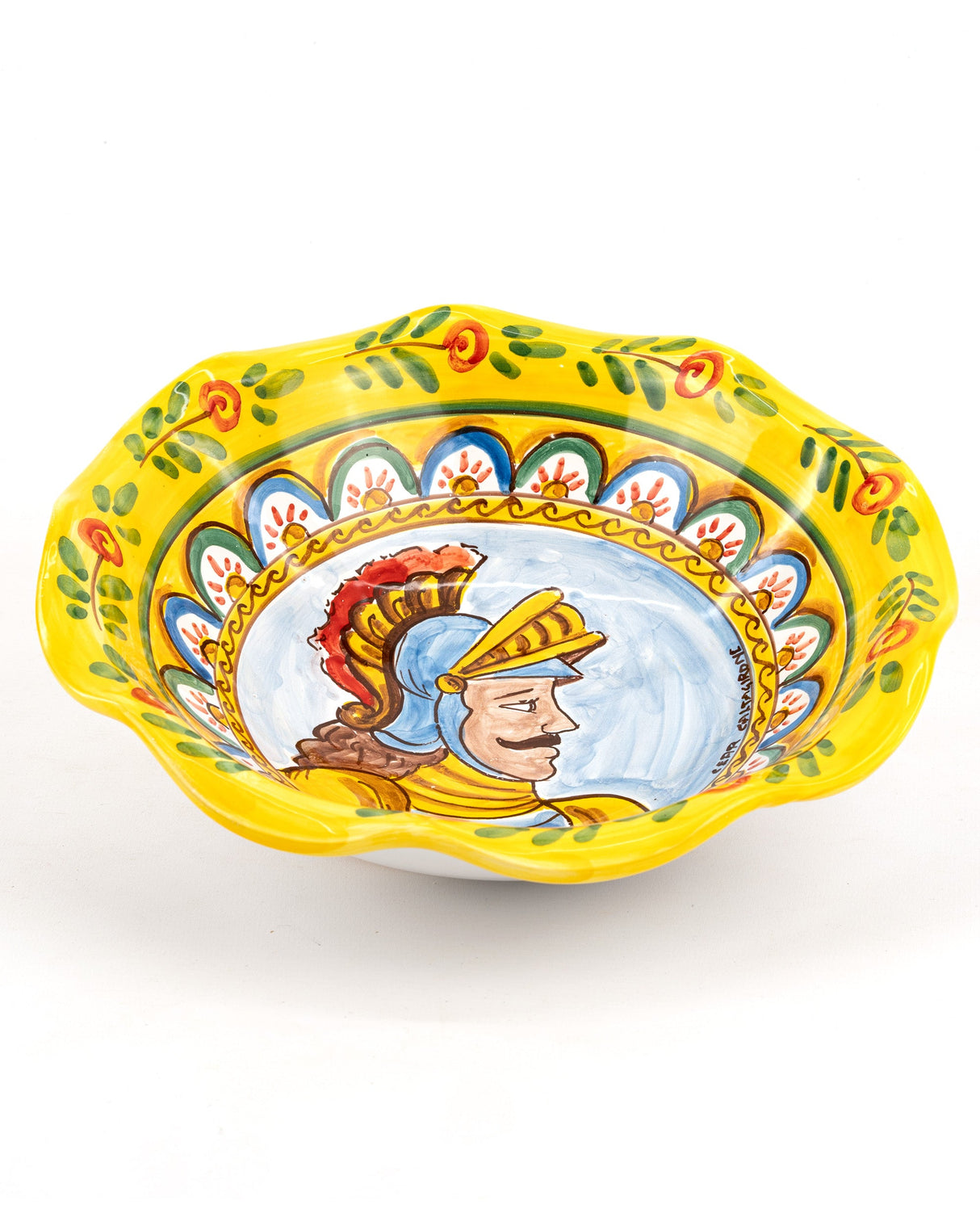 Sicilian ceramic fruit bowl in Sicilian Cart style and almond paste