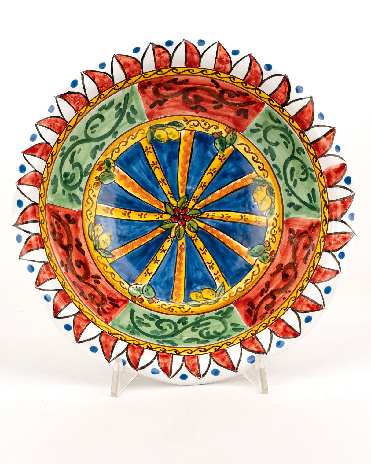 Sicilian ceramic fruit bowl in Sicilian Cart style and almond paste