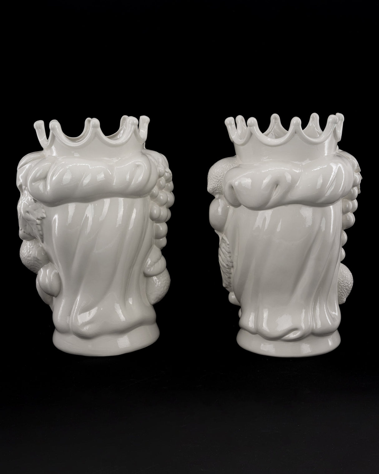 Coppia Teste di Moro Bianche H cm 25 o 35 in Ceramica di Caltagirone Fatta a Mano