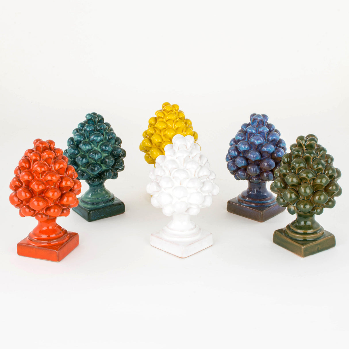 Pigne Piccole in Ceramica Artistica di Caltagirone Fatta a Mano, 1 pz H cm 12