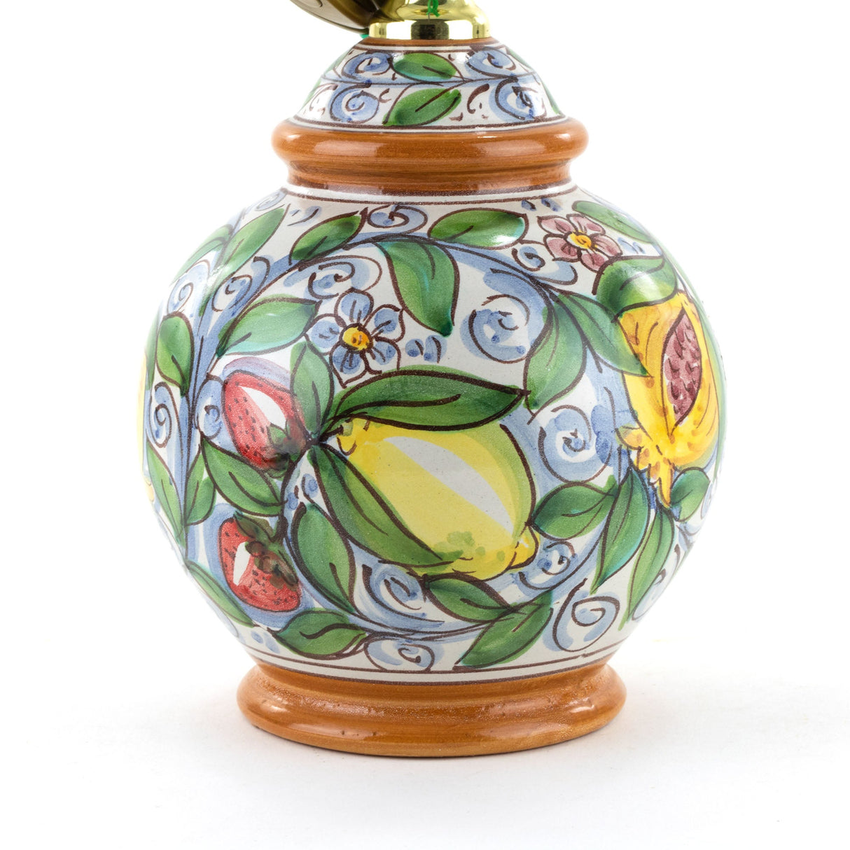 Abat-jour H cm 21 in ceramica di Caltagirone con frutta