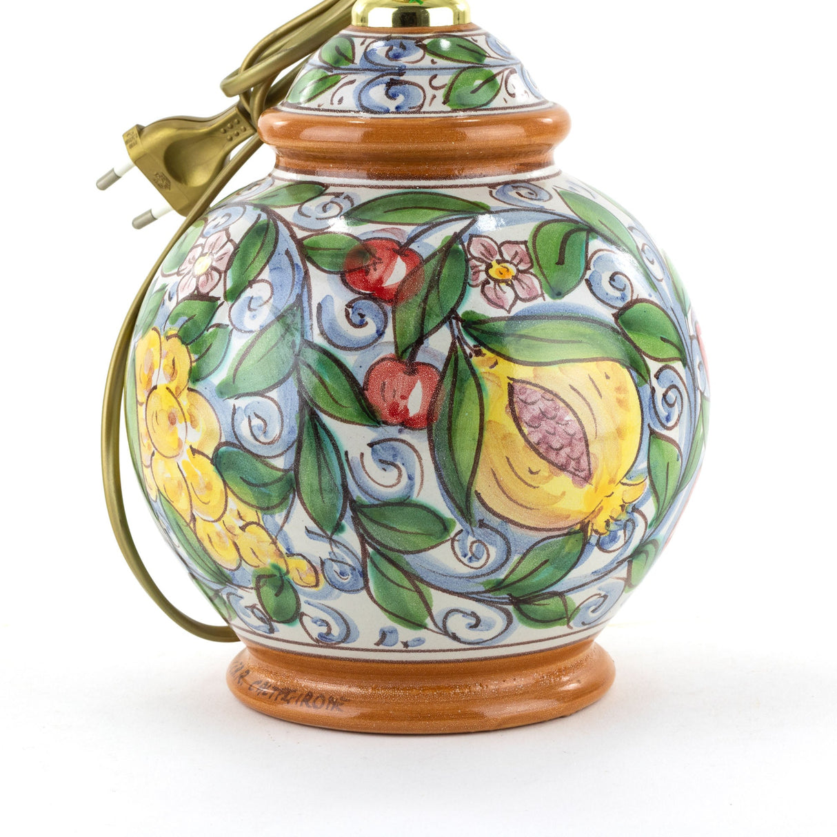 Abat-jour H cm 21 in ceramica di Caltagirone con frutta