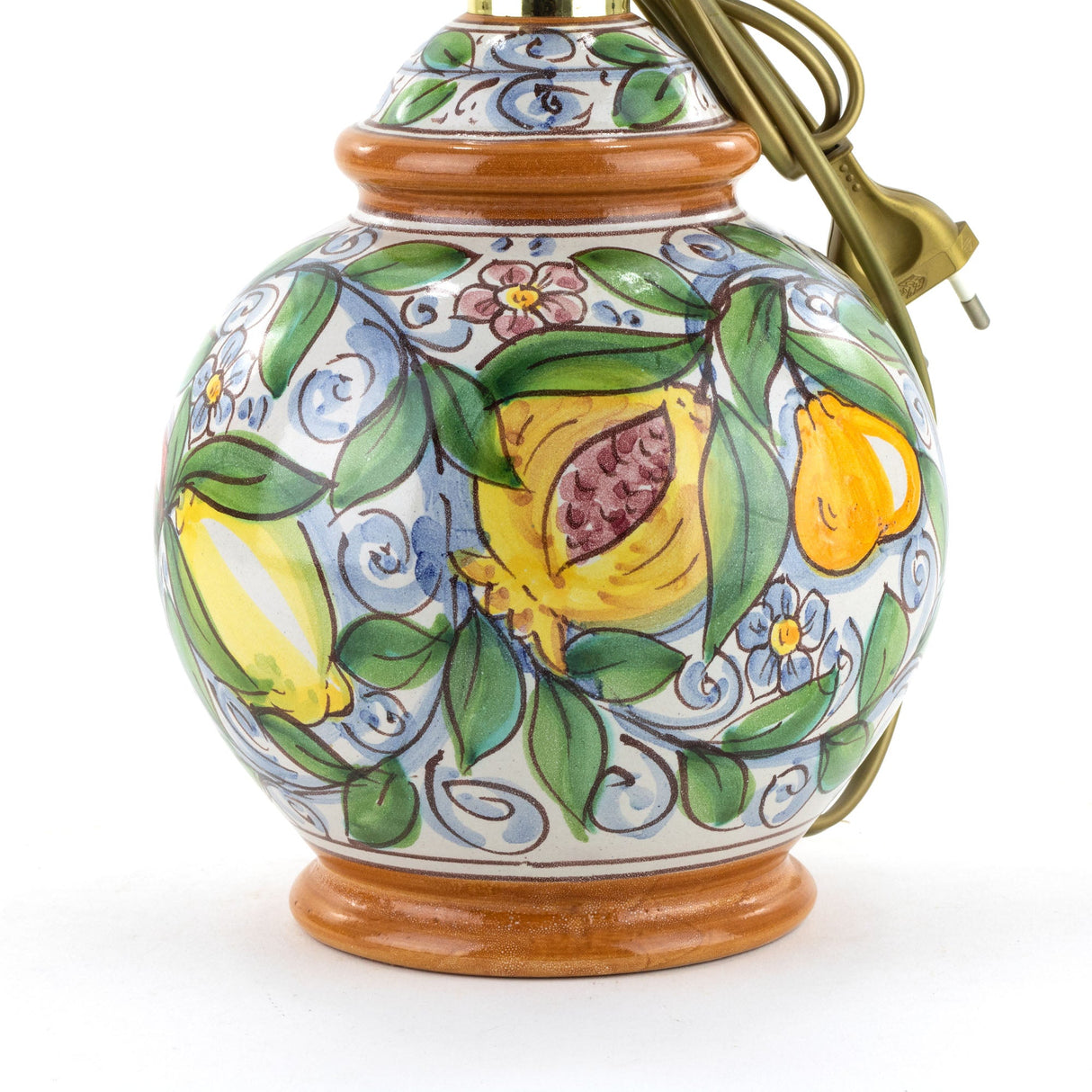 Abat-jour H cm 21 in ceramica di Caltagirone con frutta