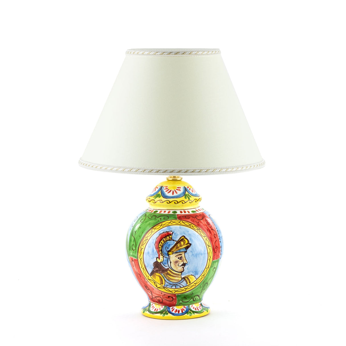 Abat-jour in ceramica con Paladino decorato a mano stile Carretto Siciliano