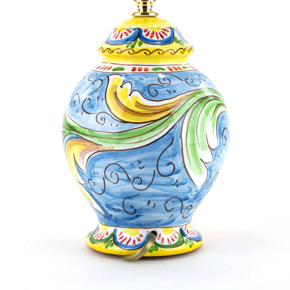 Abat-jour H cm 21 in ceramica in stile Carretto Siciliano con figura Paladino