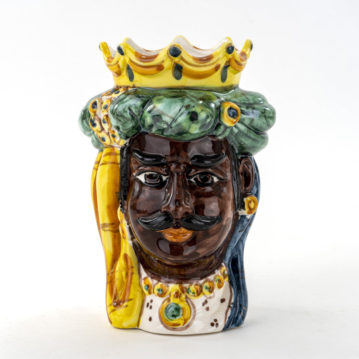 Testa di Moro siciliana Decorata H cm 17 Fatta a Mano