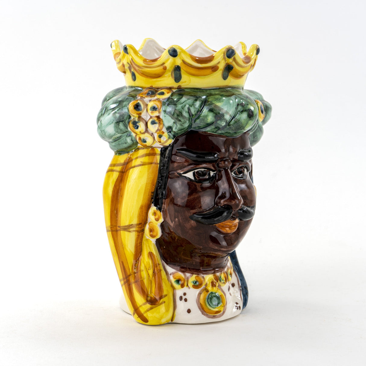 Testa di Moro siciliana Decorata H cm 17 Fatta a Mano