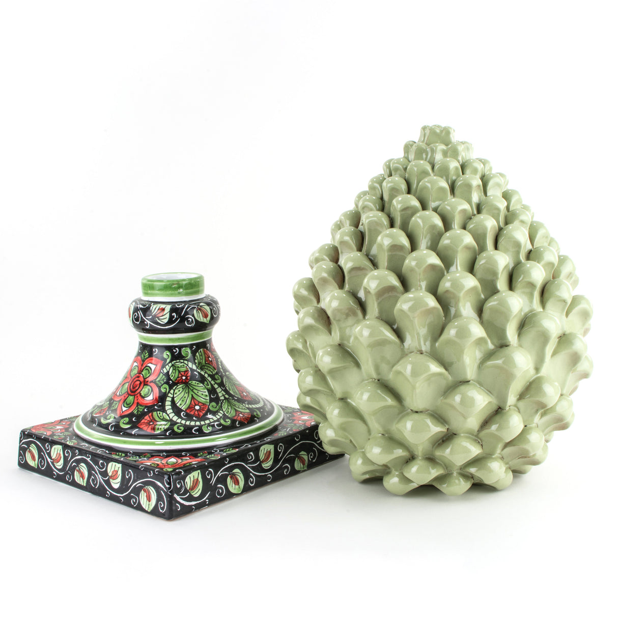 Pigna 2 pezzi (H cm 50) in ceramica di Caltagirone fatta a mano.