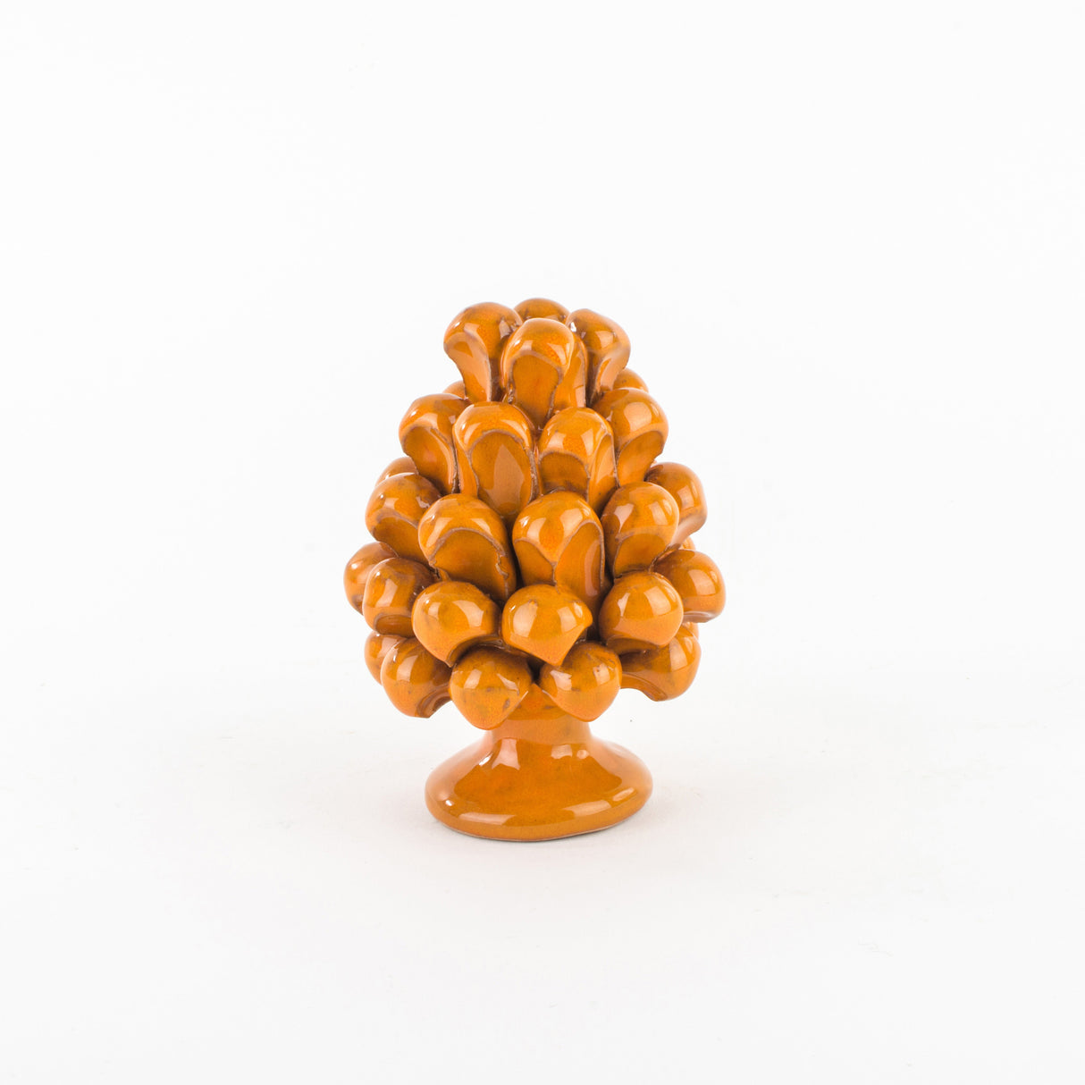 Pigna color mandarino in ceramica di Caltagirone fatta a mano H 12