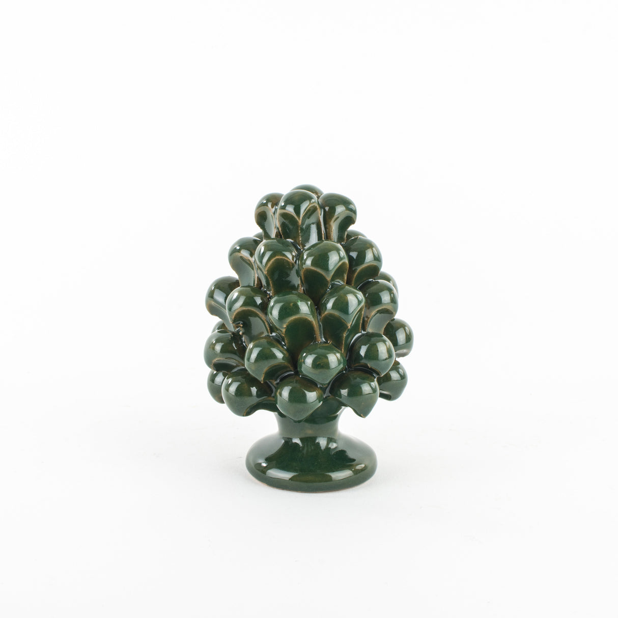 Pigna verde bomboniera in ceramica di Caltagirone fatta a mano H 12