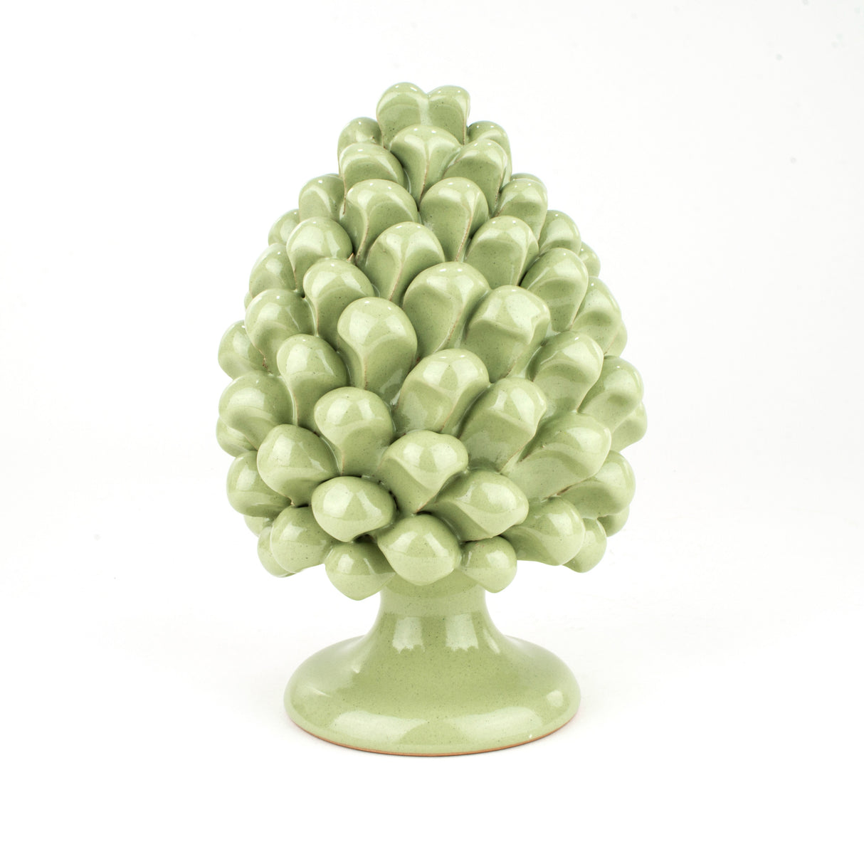 Pigna soprammobile H cm 20 in Ceramica di Caltagirone Fatta a Mano (Verde Pastello)