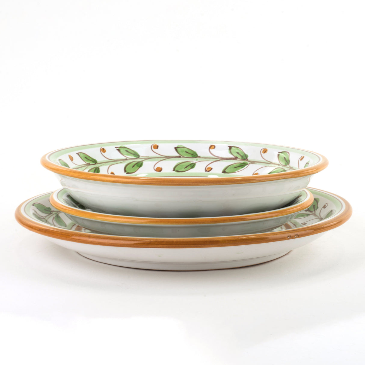 Posto tavola in ceramica, Set di 3 piatti decorati a mano