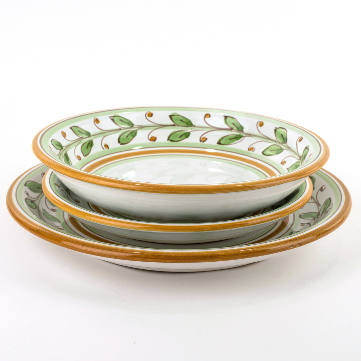 Posto tavola in ceramica, Set di 3 piatti decorati a mano