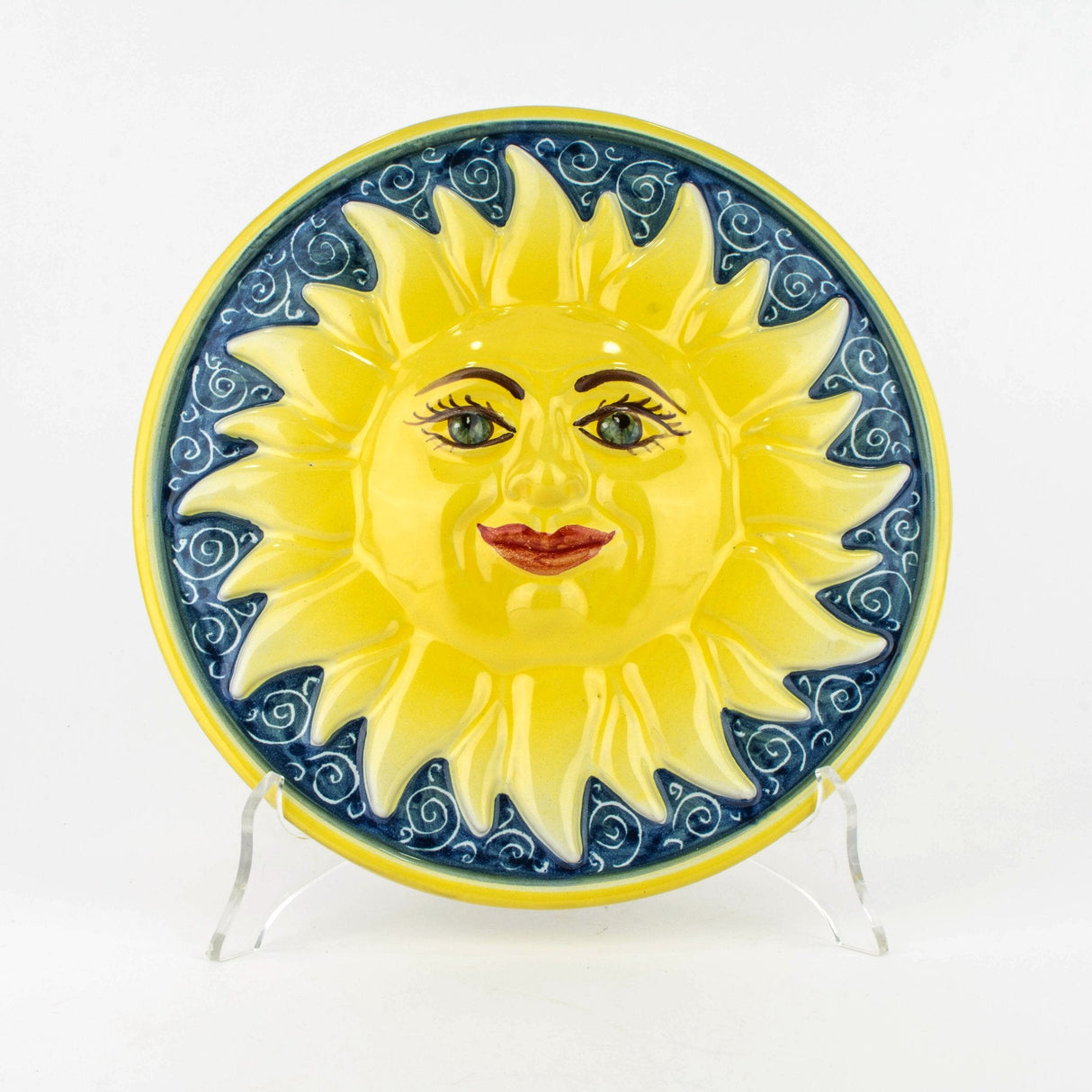 Sole medaglione in Ceramica da appendere fatto a mano Made in Italy