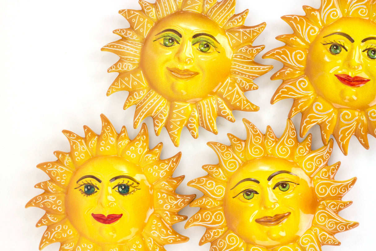 Sole Siciliano da appendere, sole murale diametro cm 21, Fatto a Mano Made in Italy