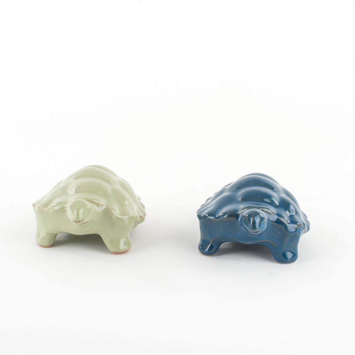Pair of Sicilian Ceramic Turtles from Caltagirone Handmade, 2 Pieces (Light Green - Blue)