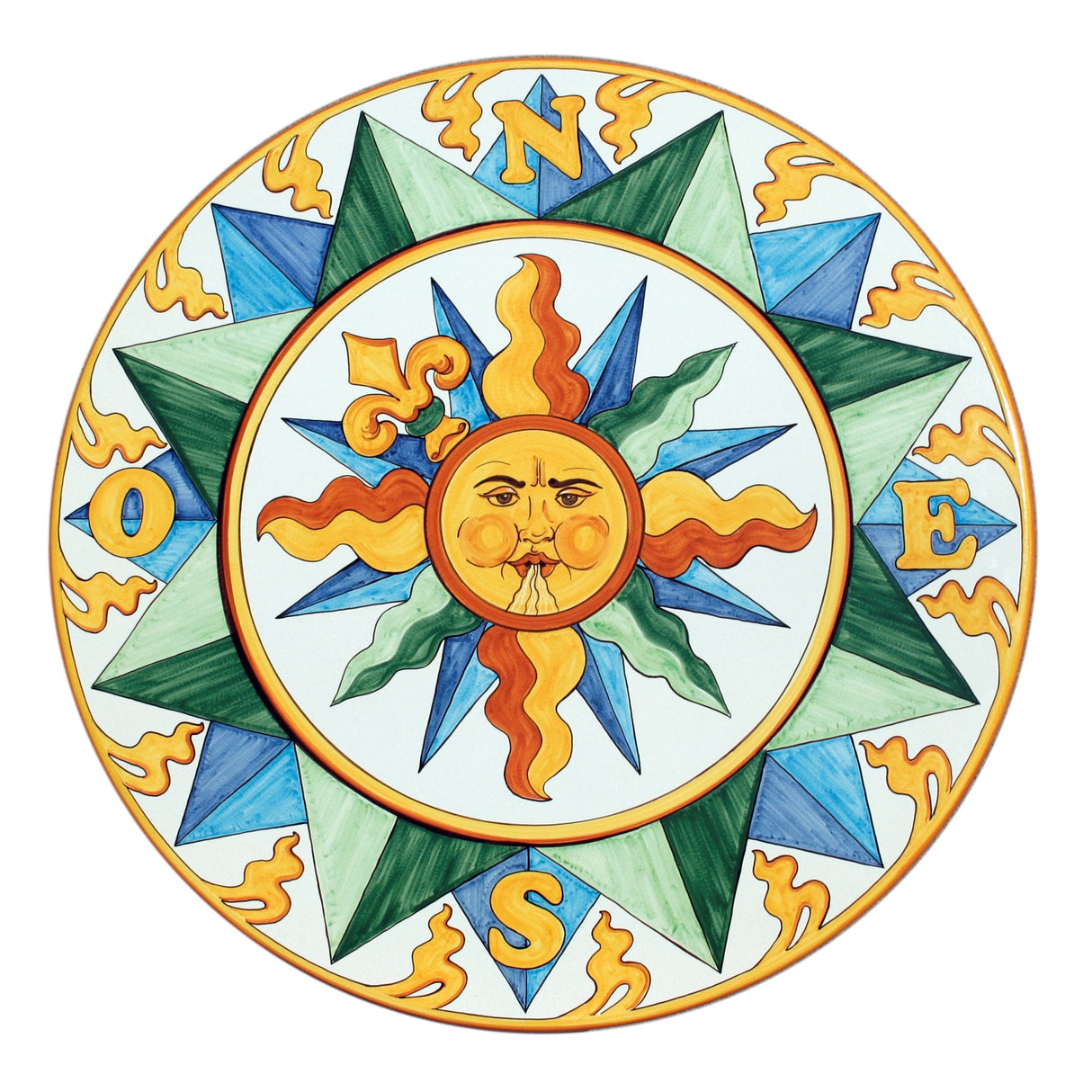 Piano tavolo in pietra lavica Sole e Rosa dei Venti