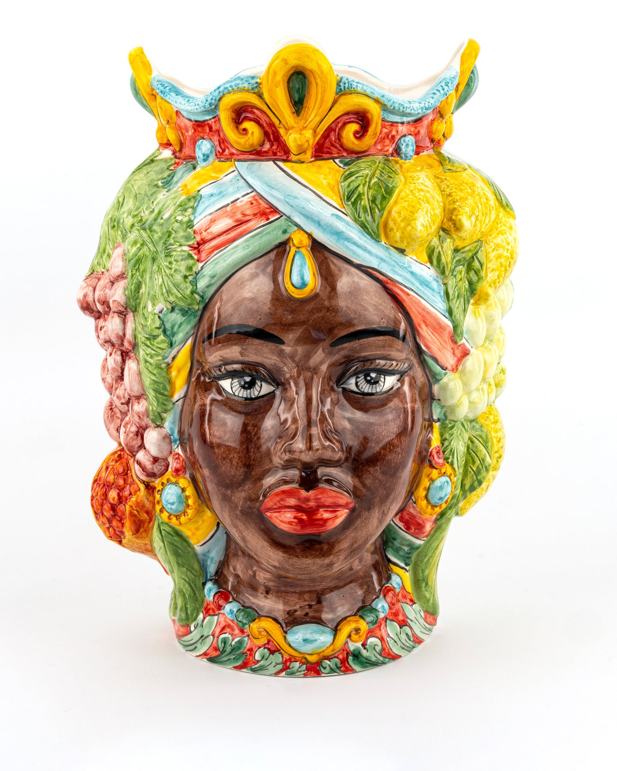 Testa Mora di Sicila H 37 cm Testa Regina siciliana fatta a mano