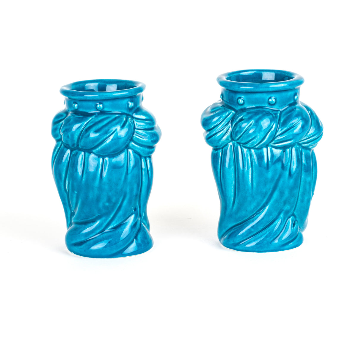 Coppia Teste di Moro H cm 10 in Ceramica di Caltagirone Fatte a Mano