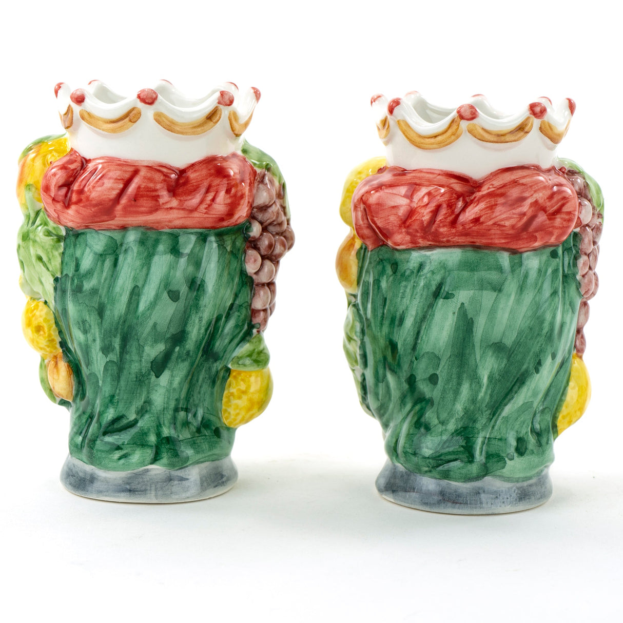 Coppia teste di moro H cm 14 in ceramica di Caltagirone fatte a mano