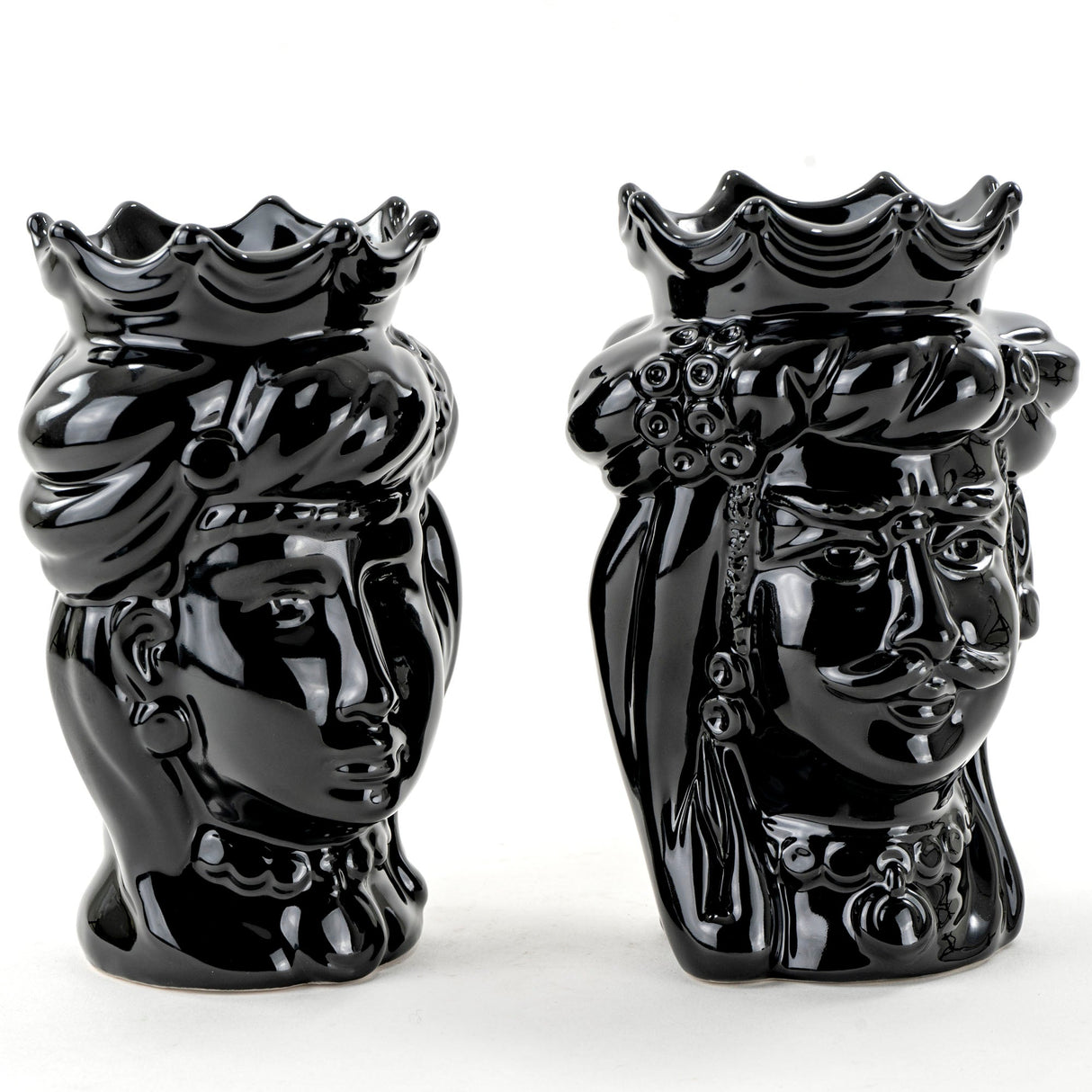 Teste di moro nere H cm 17, coppia teste di moro fatte a mano