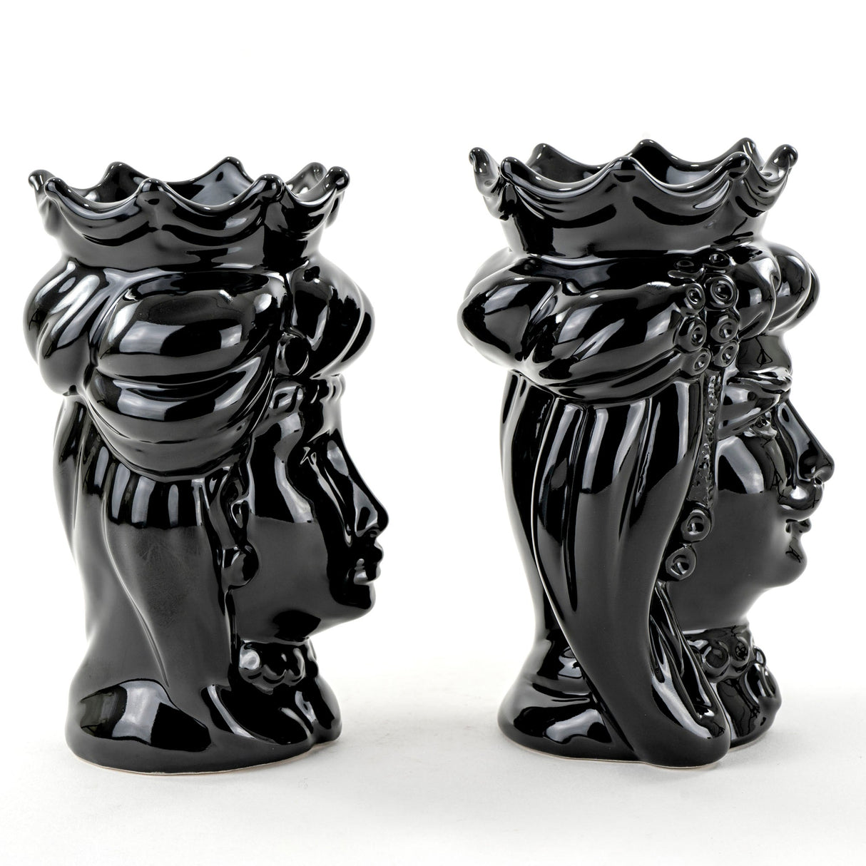 Teste di moro nere H cm 17, coppia teste di moro fatte a mano