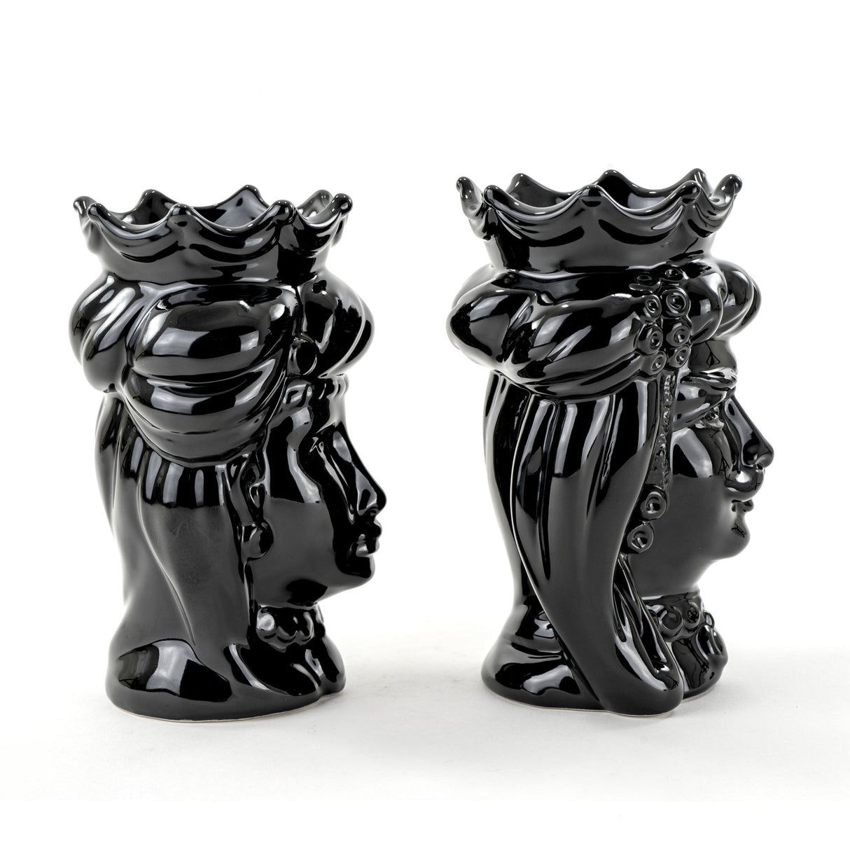 Teste di moro nere H cm 14, coppia teste di moro piccole fatte a mano
