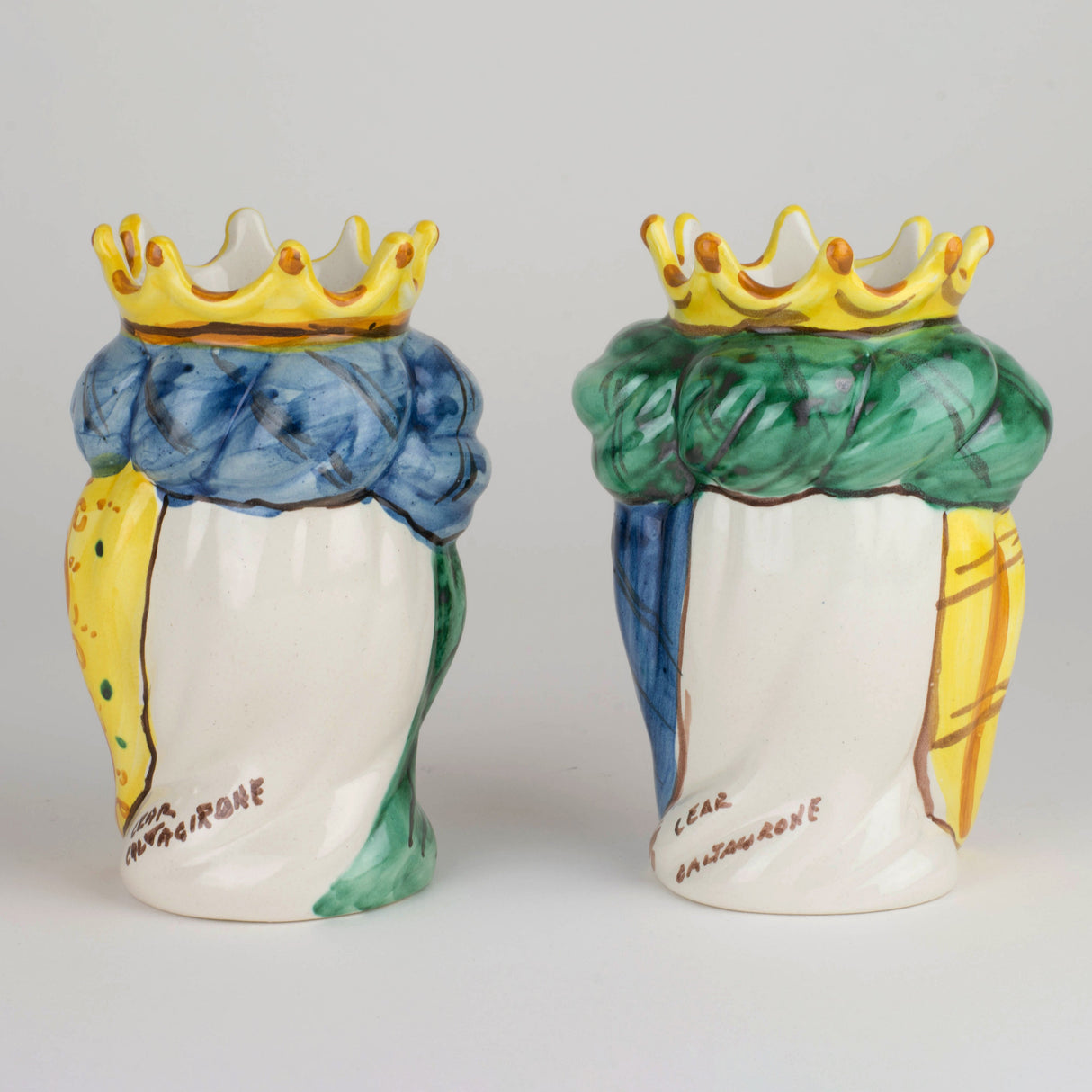 Coppia Teste di moro di Caltagirone H cm 14 fatte a mano