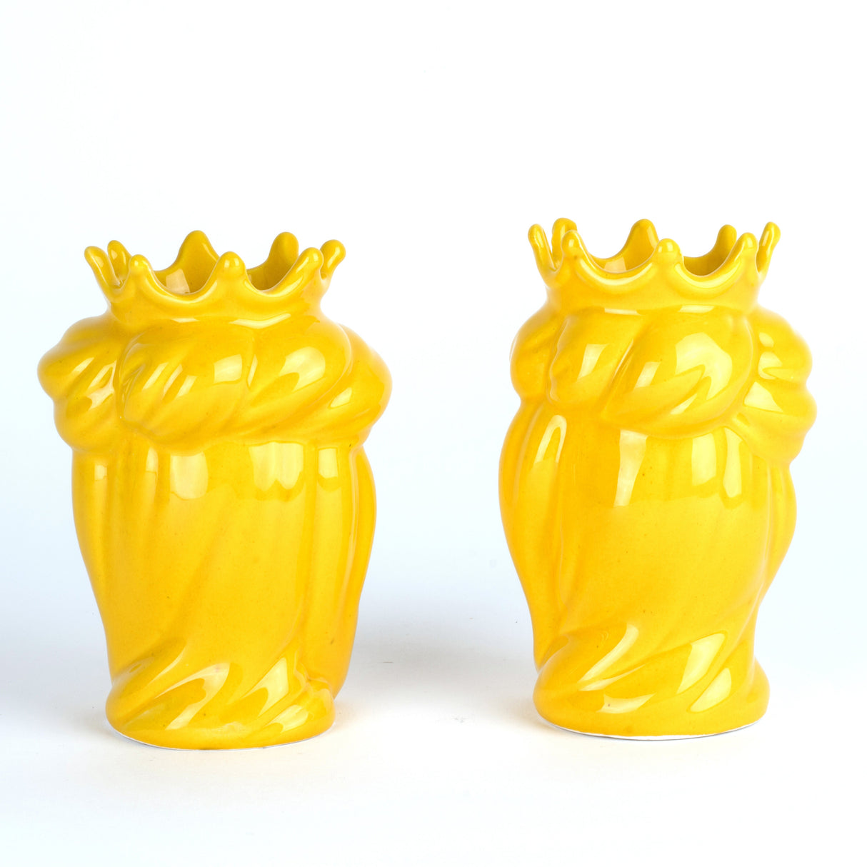 Bomboniere Teste di moro H cm 14 di Caltagirone, coppia teste di moro gialle fatte a mano