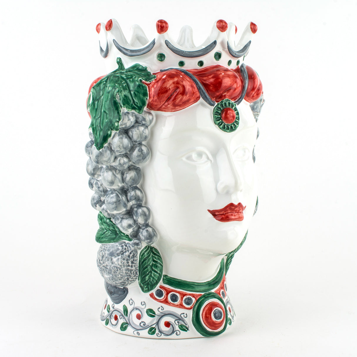 Coppia Teste di Moro H cm 25 in Ceramica di Caltagirone Fatta a Mano, Teste di Moro siciliane