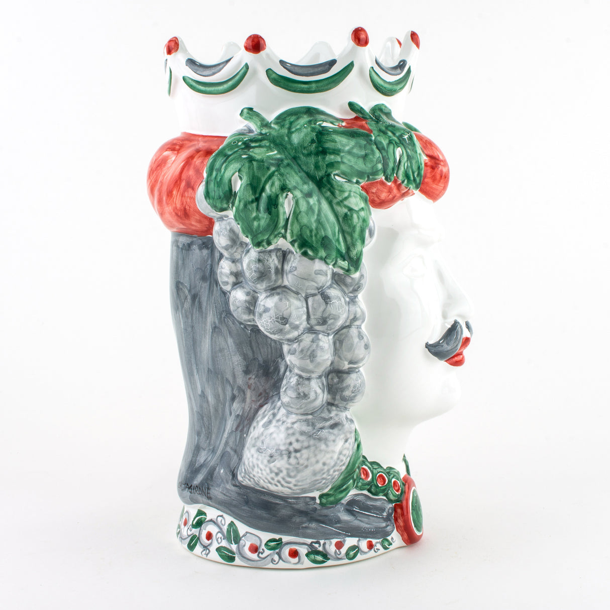 Coppia Teste di Moro H cm 25 in Ceramica di Caltagirone Fatta a Mano, Teste di Moro siciliane