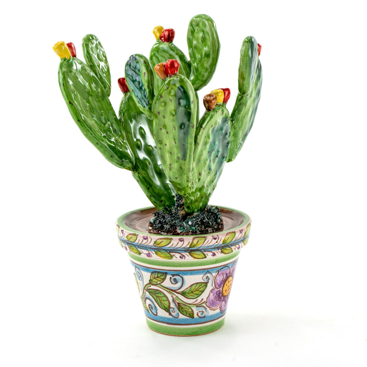 Ficodindia vasetto in Ceramica siciliana Fatto a Mano, fico d'india Vaso Caltagirone