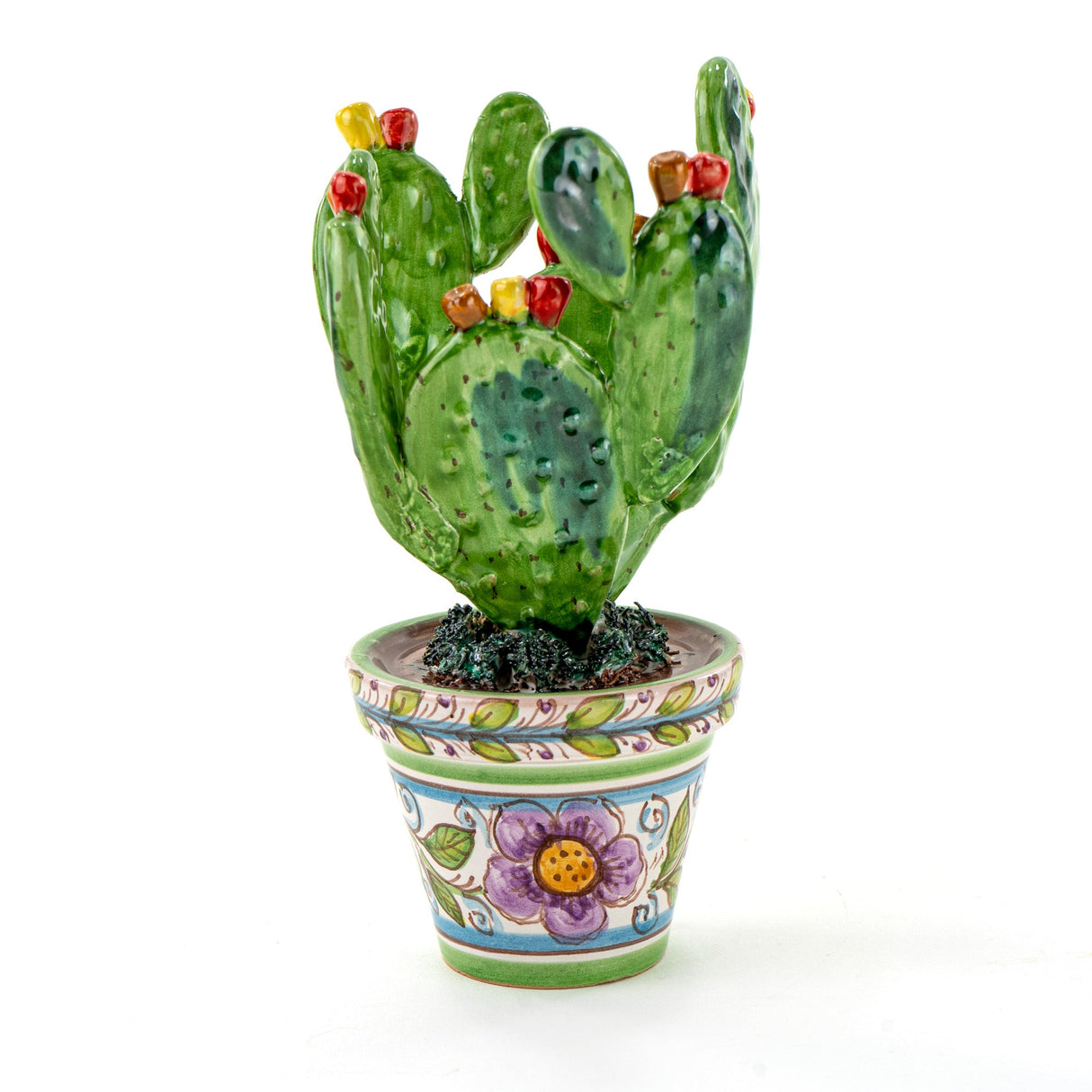 Ficodindia vasetto in Ceramica siciliana Fatto a Mano, fico d'india Vaso Caltagirone