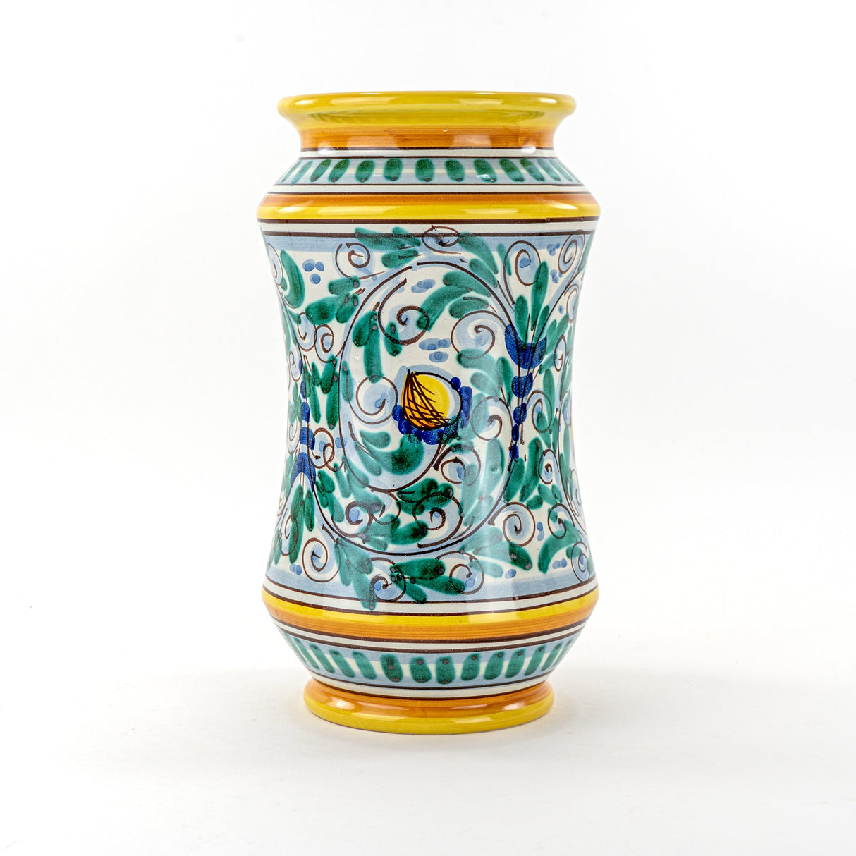 Vaso Farmacia in Ceramica di Caltagirone Fatto a Mano H cm 30 '600 Giallo
