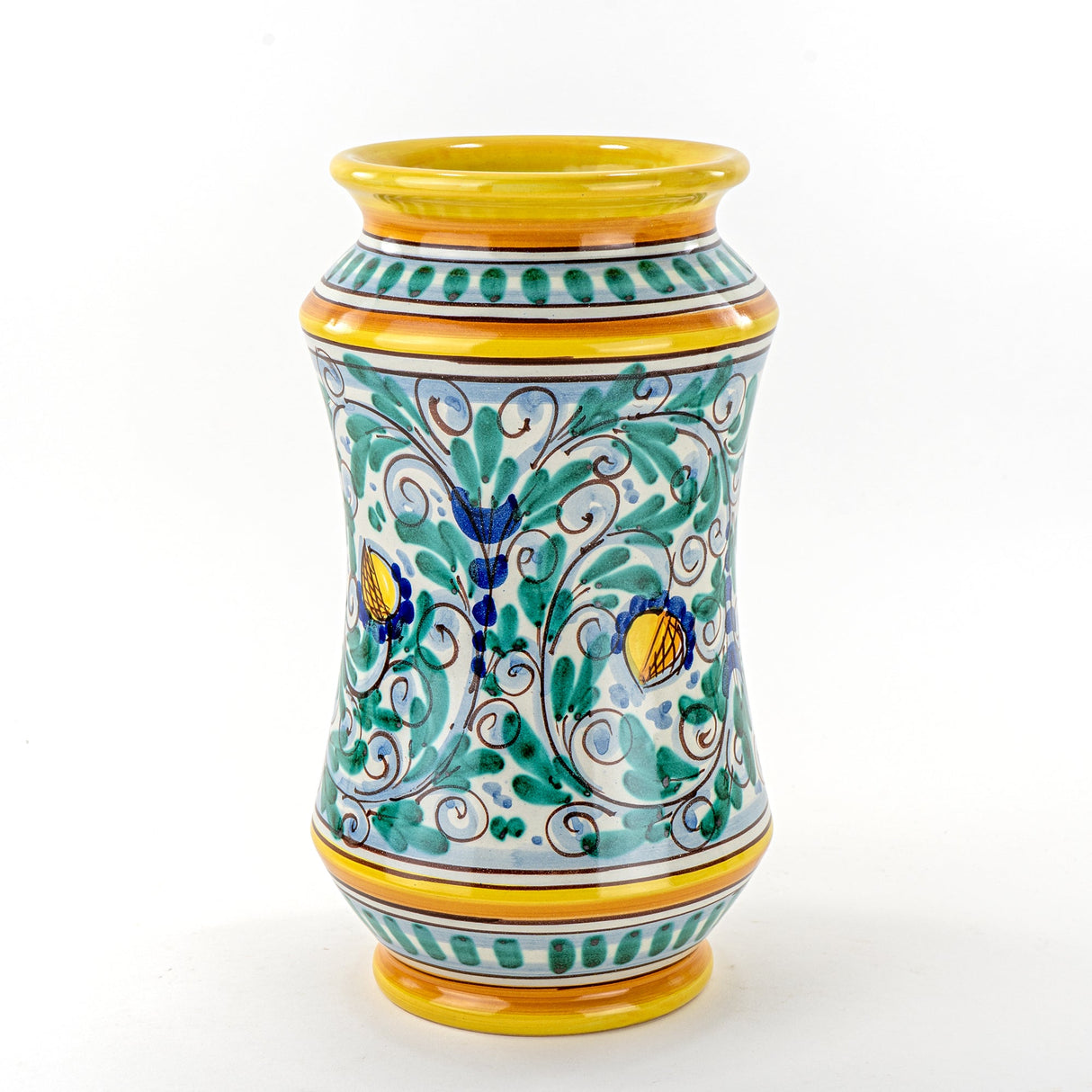 Vaso Farmacia in Ceramica di Caltagirone Fatto a Mano H cm 30 '600 Giallo