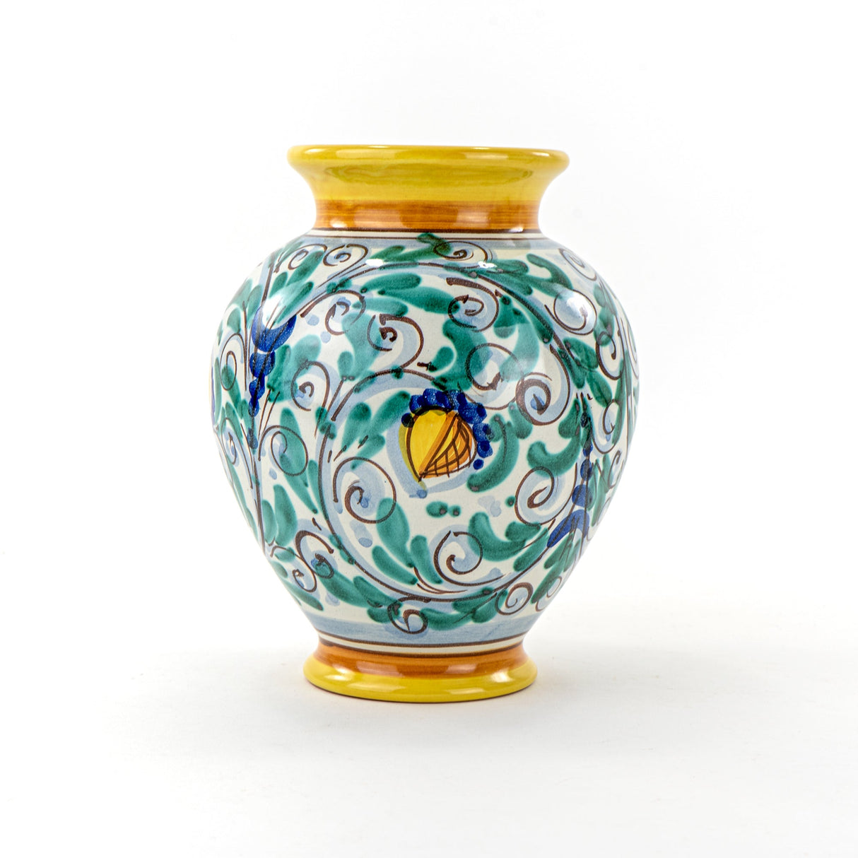 Vaso portafiori Fatto a Mano in Ceramica di Caltagirone H cm 25 '600 Giallo