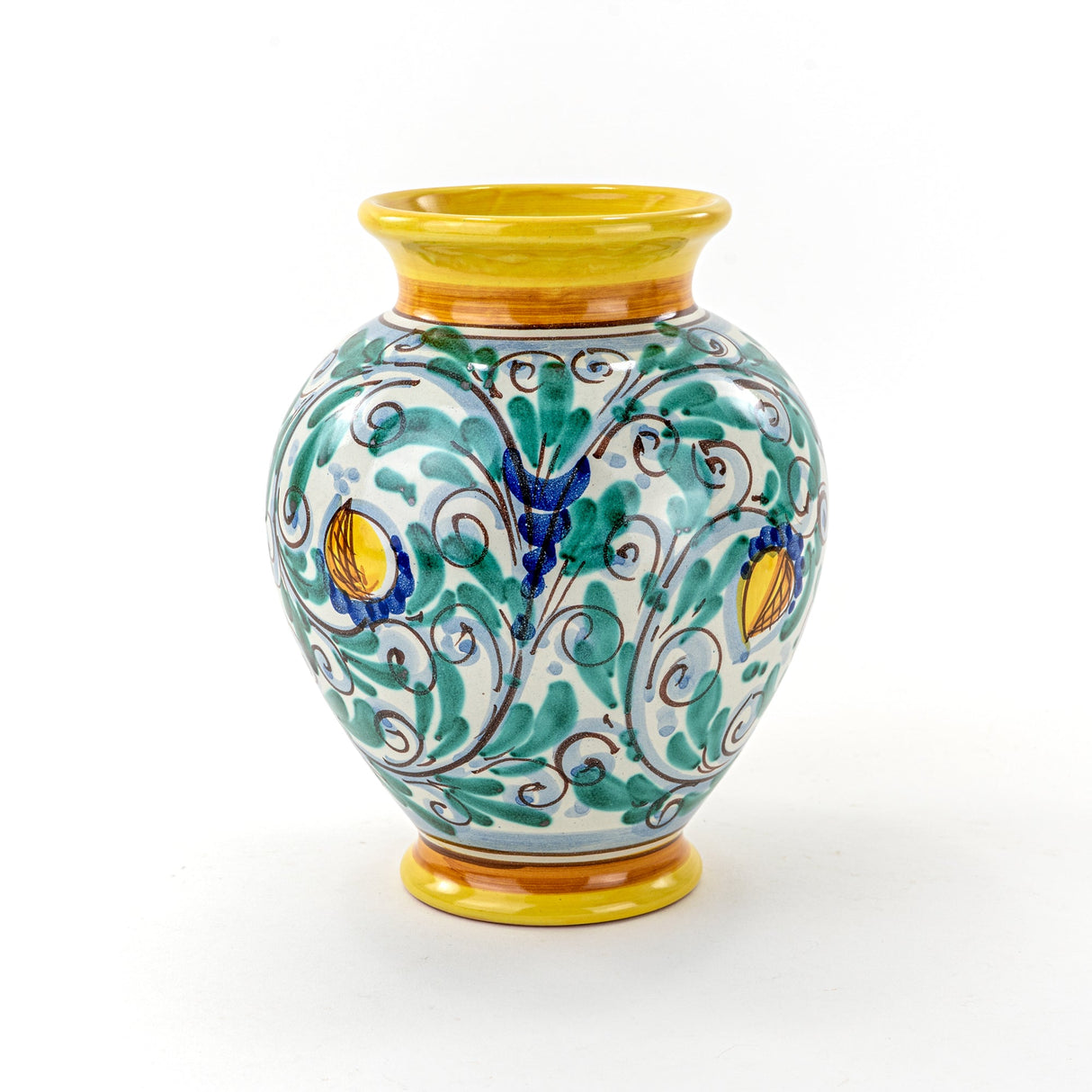 Vaso portafiori Fatto a Mano in Ceramica di Caltagirone H cm 25 '600 Giallo