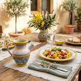 Vaso con manico, quartara ceramica siciliana H 15 decoro '600 GIALLO