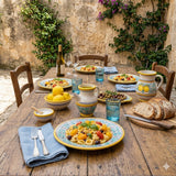 Vaso con manico, quartara ceramica siciliana H 15 decoro '600 GIALLO