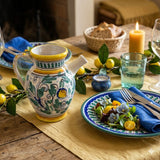 Vaso con manico, quartara ceramica siciliana H 20 decoro '600 GIALLO