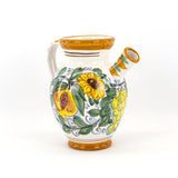 Vase with handle, amphora with spout, jug, quartara H 20 decoration FRUITS in Sicilian ceramic from Caltagirone handmade