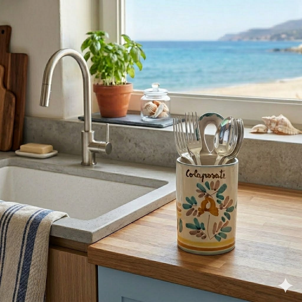 Colaposate con occhiello in ceramica siciliana H 20 decoro ROSANTICA