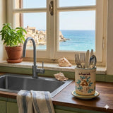 Colaposate con piattino in ceramica siciliana H 12 decoro ROSANTICA